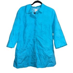 Chico's Blue Trench Coat Lightweight Turquoise